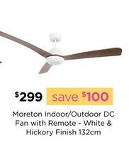 Moreton Indoor/outdoor Dc Fan With Remote White & Hickory Finish 132cm offers at $299 in Early Settler