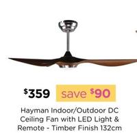 Hayman - Indoor/outdoor Dc Ceiling Fan With Led Light & Remote - Timber Finish 132cm offers at $359 in Early Settler