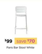 Paris Bar Stool White offers at $99 in Early Settler