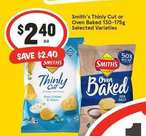 Smith's - Thinly Cut Or Oven Baked 130‑175g Selected Varieties offers at $2.4 in IGA