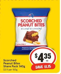 Scorched - Peanut Bites Share Pack 140g offers at $4.35 in IGA