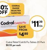 Codral - Relief Cold & Flu Tablets 20 Pack offers at $11.2 in Foodworks