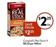Campbell's - Real Stock 1l offers at $2.25 in Foodworks