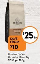 Grinders - Coffee Ground Or Beans 1kg offers at $25 in Foodworks