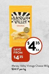 Mersey Valley - Vintage Cheese 180g offers at $4.35 in Foodworks