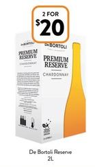 De Bortoli - Reserve 2l offers at $20 in Foodworks