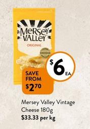 Mersey Valley - Vintage Cheese 180g offers at $6 in Foodworks
