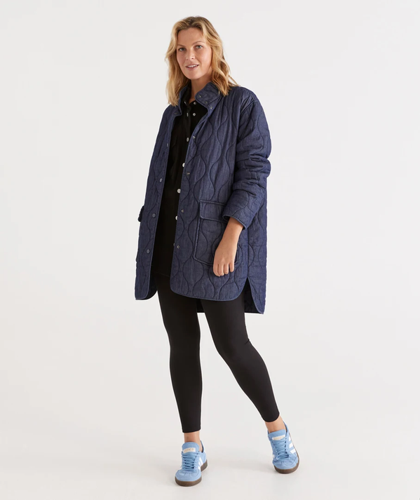 CHAMBRAY QUILTED PUFFER JACKET offers at $129.95 in Sussan
