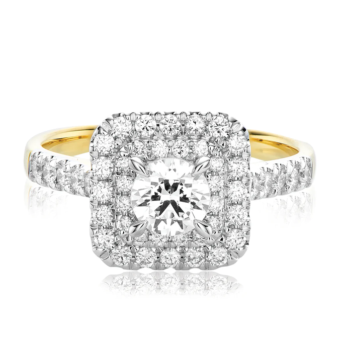 Halo 18ct Two Tone Gold Round Brilliant Cut 1 CARAT tw of Diamonds Ring offers in Mazzuchelli's