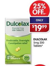 Dulcolax - 5mg 200 Tablets offers at $19.99 in Alliance Pharmacy