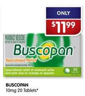 Buscopan - 10mg 20 Tablets offers at $11.99 in Alliance Pharmacy