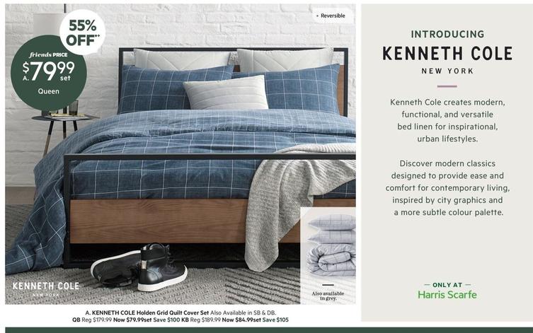 Kenneth Cole - Holden Grid Quilt Cover Set offers at $79.99 in Harris Scarfe