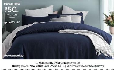 Accessorize Waffle Quilt Cover Set offers at $50 in Harris Scarfe