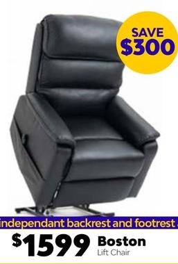 Boston Lift Chair offers at $1599 in ComfortStyle Furniture & Bedding