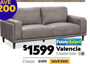 Valencia - 3 Seater Sofa offers at $1599 in ComfortStyle Furniture & Bedding