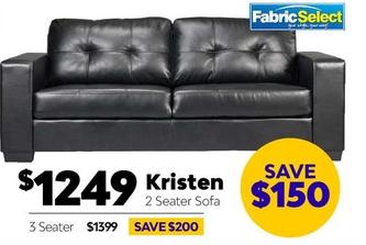 Fabric Select - Kristen 2 Seater Sofa offers at $1249 in ComfortStyle Furniture & Bedding