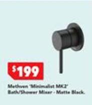 Methven - Minimalist Mk2 Shower Mixer Matte Black offers at $199 in Harvey Norman