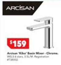 Artisan - Kiba' Basin Mixer-chrome offers at $159 in Harvey Norman