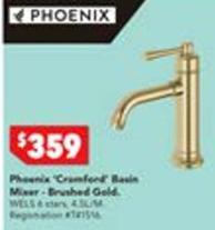 Phoenix - Cromford Basin Mixer-brushed Gold offers at $359 in Harvey Norman