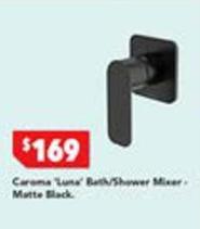 Caroma - Luna Bath/Shower Mixer Black offers at $169 in Harvey Norman