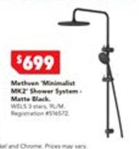 Methven - Minimalist Mk2 Shower System Matte Black offers at $699 in Harvey Norman
