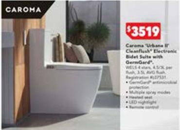Caroma - Urbane Ii Cleanflush Electronic Bidet Suite With Germgard offers at $3519 in Harvey Norman