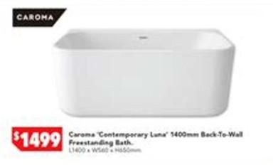 Caroma - Contemporary Lana 1400mm Back-to-wall Freestanding Bath offers at $1499 in Harvey Norman