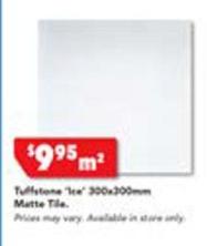Tuffstone - Ice 300x300mm Matte Tile offers at $9.95 in Harvey Norman
