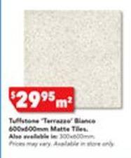 Tuffstone - Terrazzo Blanco 600x600mm Matte Tiles offers at $29.95 in Harvey Norman