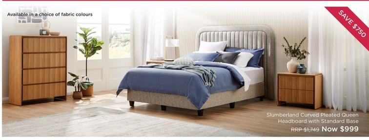 Slumberland - Curved Pleated Queen Headboard With Standard Base offers at $999 in Snooze