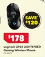 Logitech - G903 Lightspeed Gaming Wireless Mouse offers at $178 in Harvey Norman