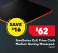 Steelseries - Qck Prism Cloth Medium Gaming Mousepad offers at $62 in Harvey Norman