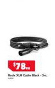 Rode Xlr Cable Black 3m offers at $78 in Harvey Norman