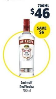 Smirnoff - Red Vodka 700ml offers at $46 in BWS