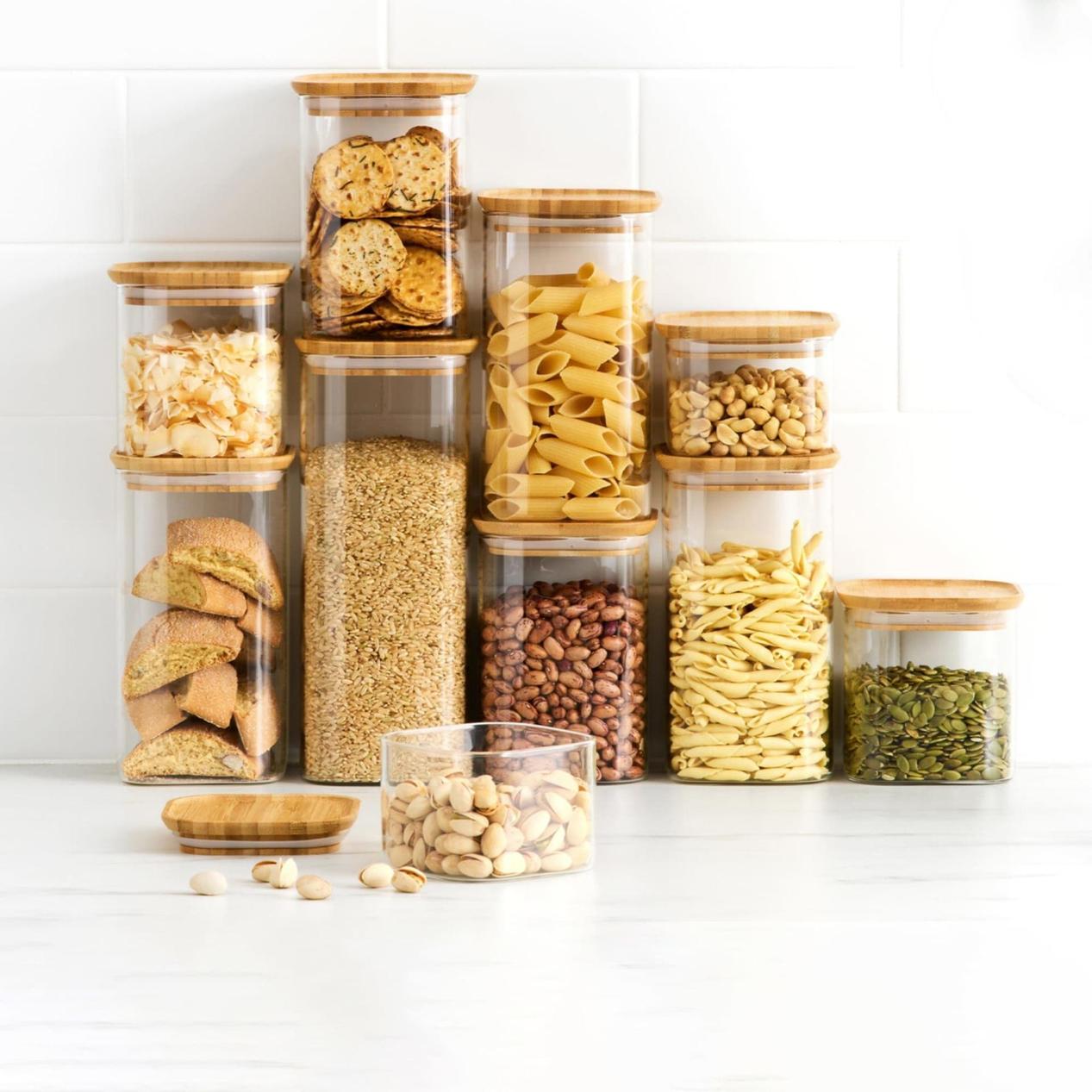 Kitchen Pro Eco Square Glass Canister with Bamboo Lid Set 10pc offers at $79.95 in Kitchen Warehouse