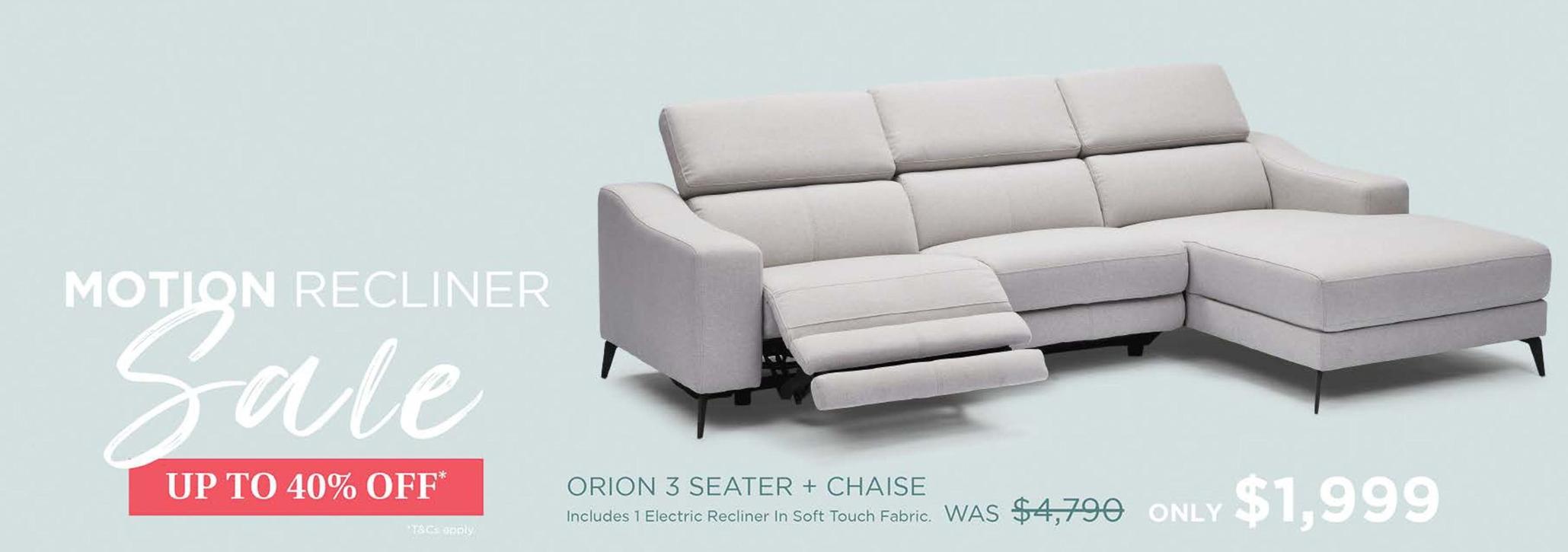 Orion - 3 Seater + Chaise offers at $1999 in Adriatic Furniture