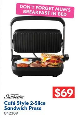Sunbeam - - Café Style 2-slice Sandwich Press offers at $69 in Betta