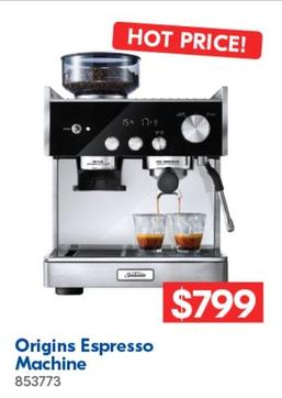 Sunbeam - Origins Espresso Machine offers at $799 in Betta