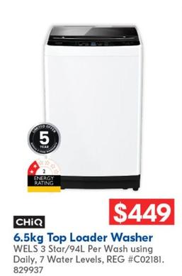 Chiq - 6.5kg Top Loader Washer offers at $449 in Betta