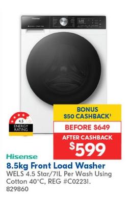 Hisense - 8.5kg Front Load Washer offers at $599 in Betta