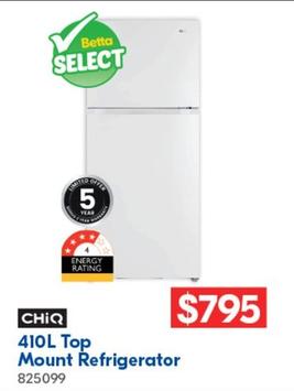 Chiq - 410l Top Mount Refrigerator offers at $795 in Betta