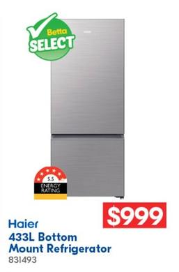 Haier - 433l Bottom Mount Refrigerator offers at $999 in Betta