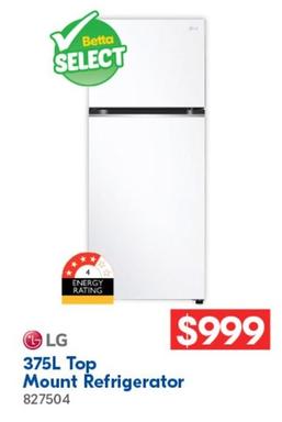 Lg - 375l Top Mount Refrigerator offers at $999 in Betta