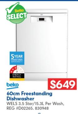 Beko - 60cm Freestanding Dishwasher offers at $649 in Betta