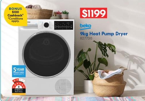 Beko - 9kg Heat Pump Dryer offers at $1199 in Betta