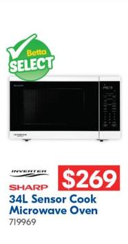 Sharp - 34l Sensor Cook Microwave Oven offers at $269 in Betta