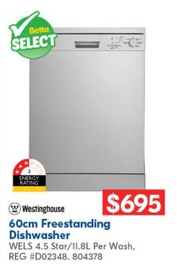 Westinghouse - 60cm Freestanding Dishwasher offers at $695 in Betta