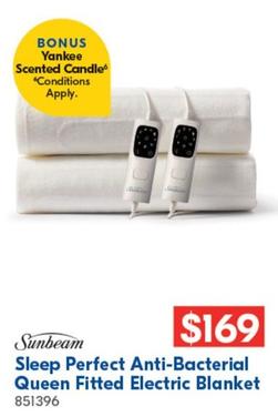 Sunbeam - Sleep Perfect Anti-bacterial Queen Fitted Electric Blanket offers at $169 in Betta