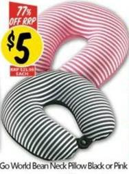 Go World Bean Neck Pillow Black Or Pink offers at $5 in NQR