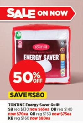 Tontine - Energy Saver Quilt offers at $65 in Spotlight